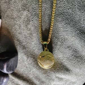 Gold Basketball Pendant Necklace